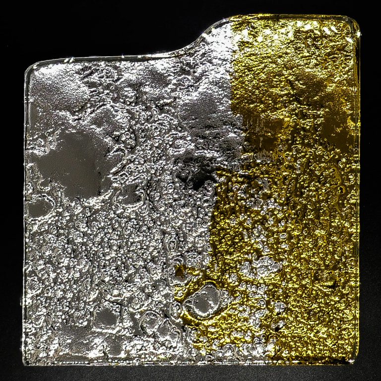 eglomisé, glass fusing, gold and silver