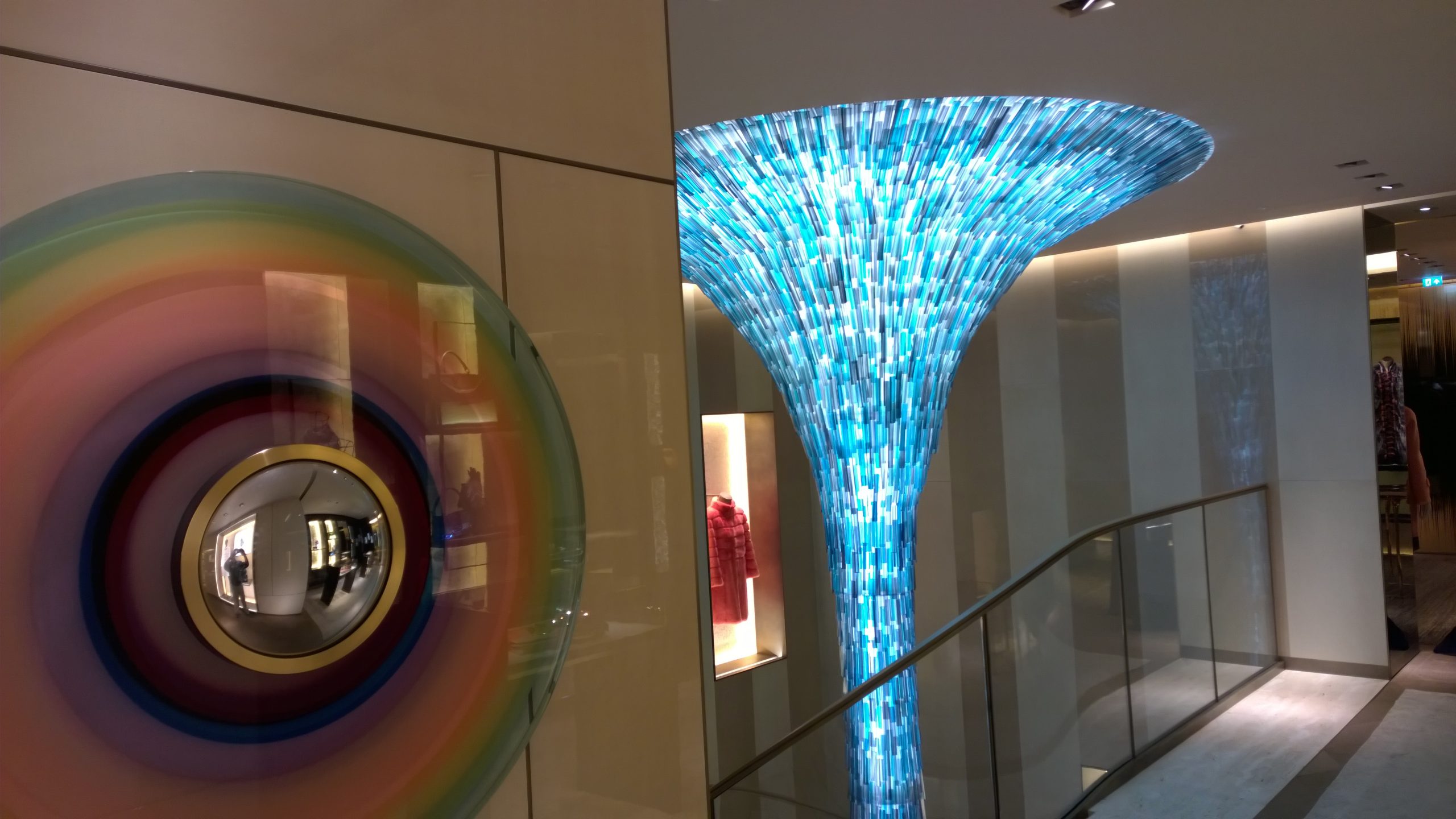 Fendi's chandelier, London, glass chandelier